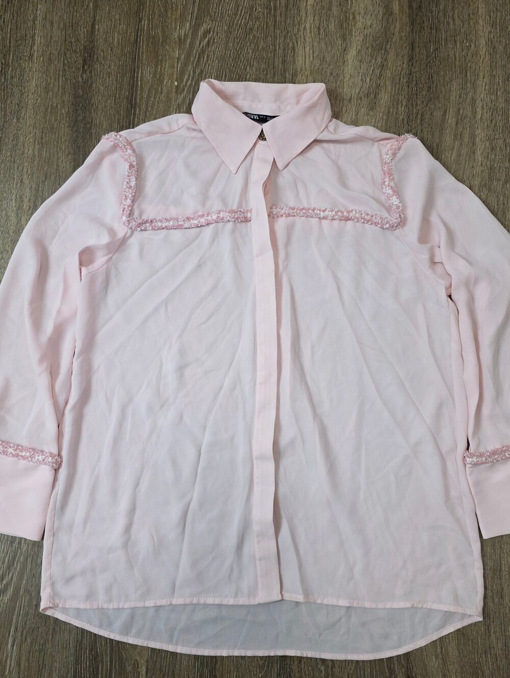 Zara
Size S Long Sleeve BlouseLight Pink Women's Long-Sleeve Button-Front Shirt